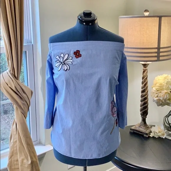 ELOQUII Off Shoulder Cotton Top Size 20 - Picture 3 of 8